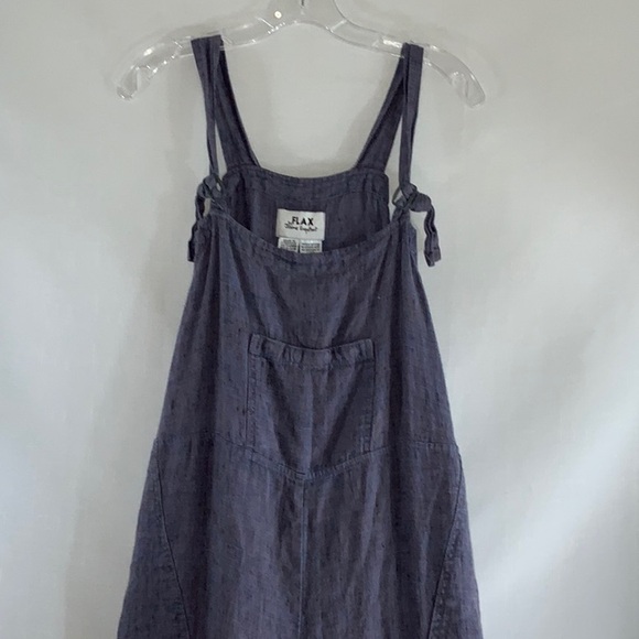 812 Rare Vintage Flax by Jeanne Englehart Linen Purple Cropped Overalls Jumpsuit - Picture 8 of 14